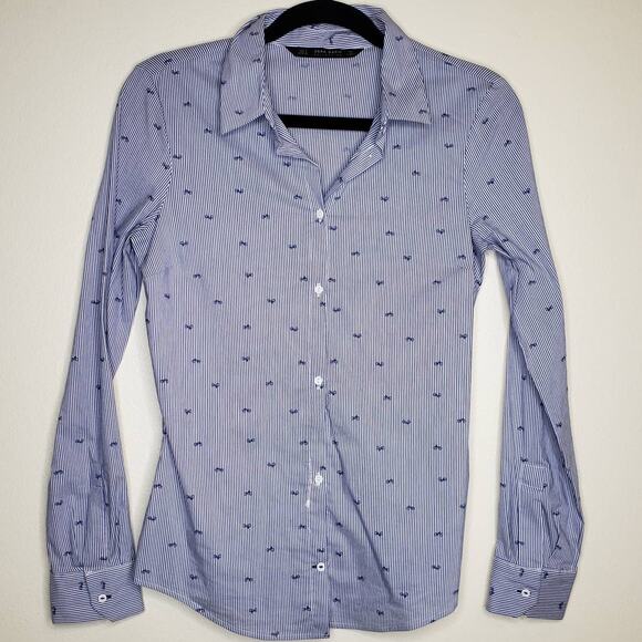 Zara Tops - Zara Basic| Bicycle Pattern Button Down
